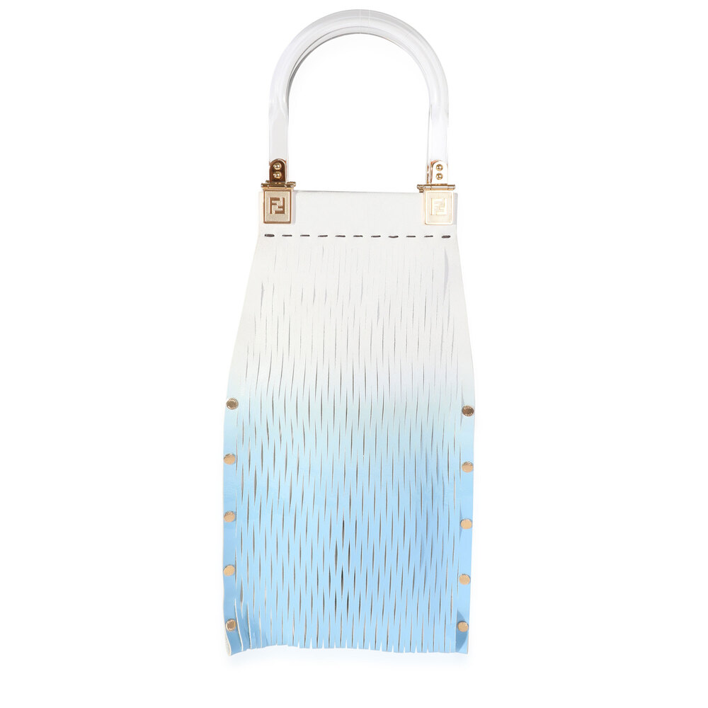 Fendi Blue Gradient Laser Cut Patent & Suede Sunny Top Handle Bag